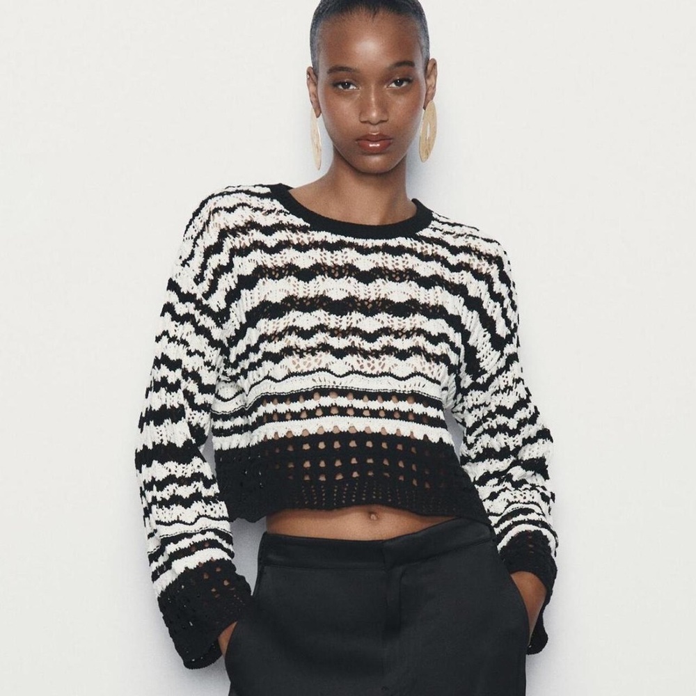 Zara Contrast Chenille Sweater